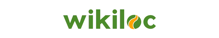 Logo wikiloc con testo verde e simbolo arancione