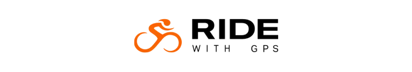 Logo Ride with GPS con icona ciclista arancione